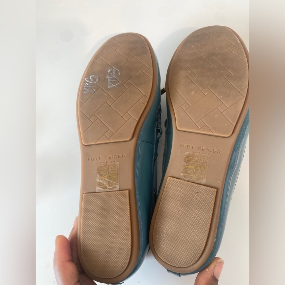 Kurt Geiger Teal Blue Patent Leather Boat Loafers Size 6 - Picture 5 of 6